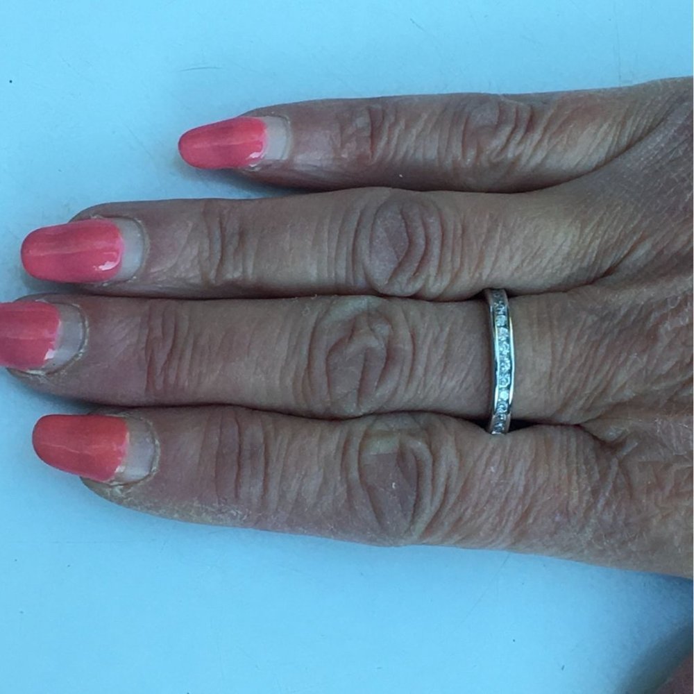 Sterling Silver Ring With Row of Cubic Zirconia Accents, Size 9 1/4 - Picture 2 of 9